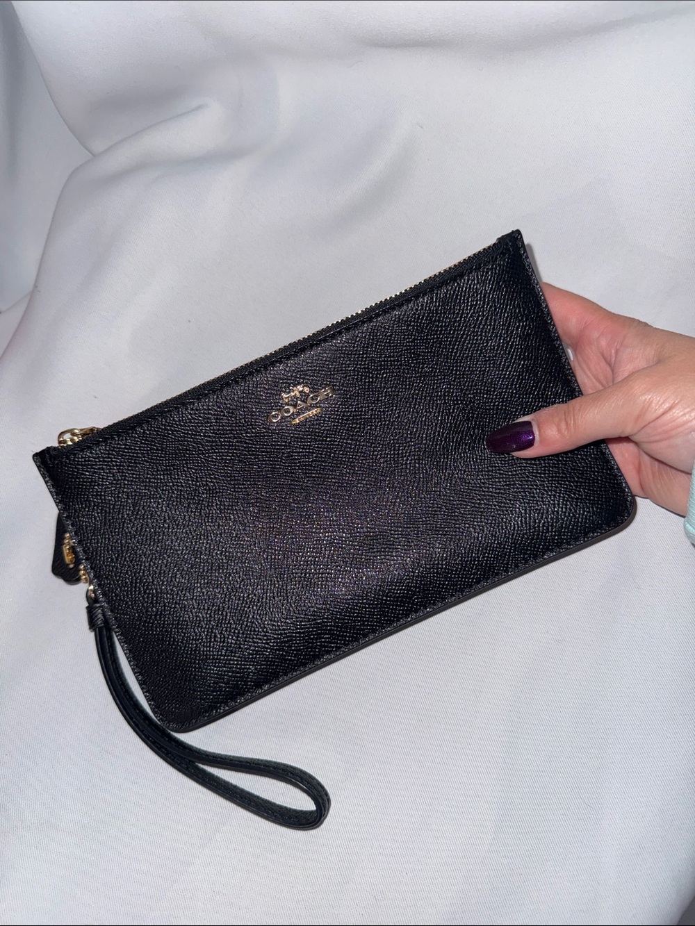 Coach Black Leather Wristlet with Gold Hardware - Picture 4 of 4